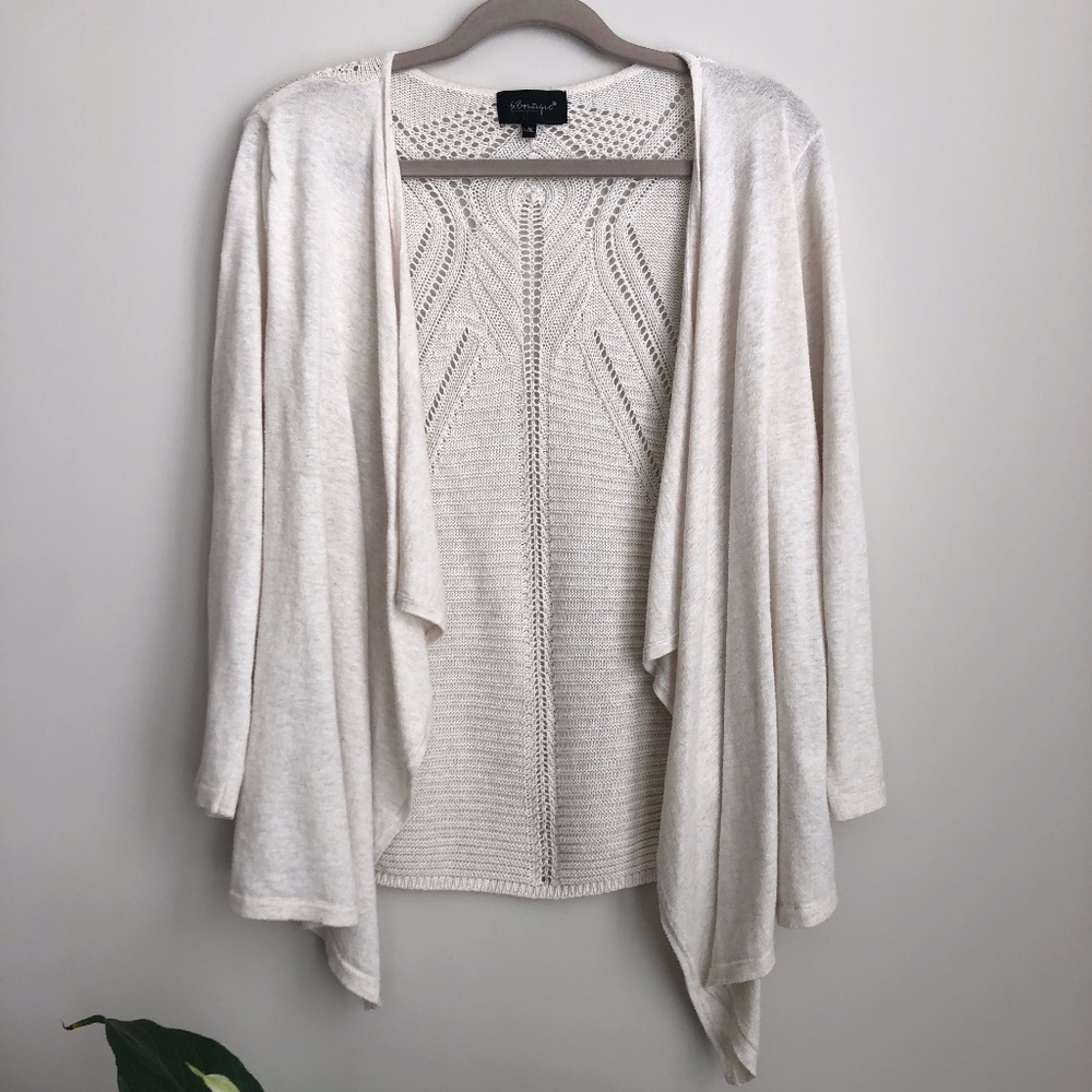 tan cardigan with back detail
